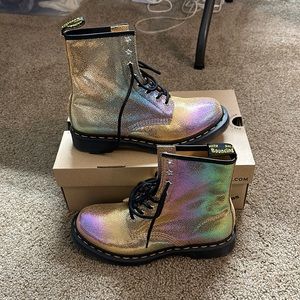 Dr Martens 1460 Rainbow Ray Iridescent Sand Lace Up Combat Boot